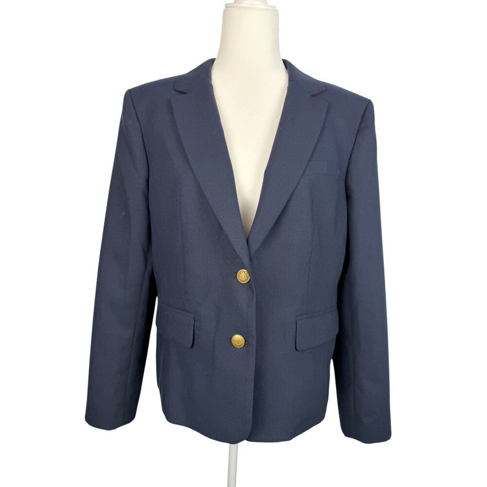 J CREW NWT Ecole Blazer Jacket Womens Navy Blue 14 Nova Fides Wool Blend CA806 - Picture 3 of 16